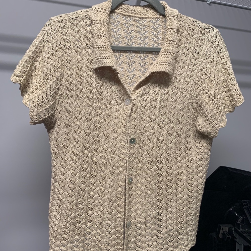 Tan delicate crochet cardigan